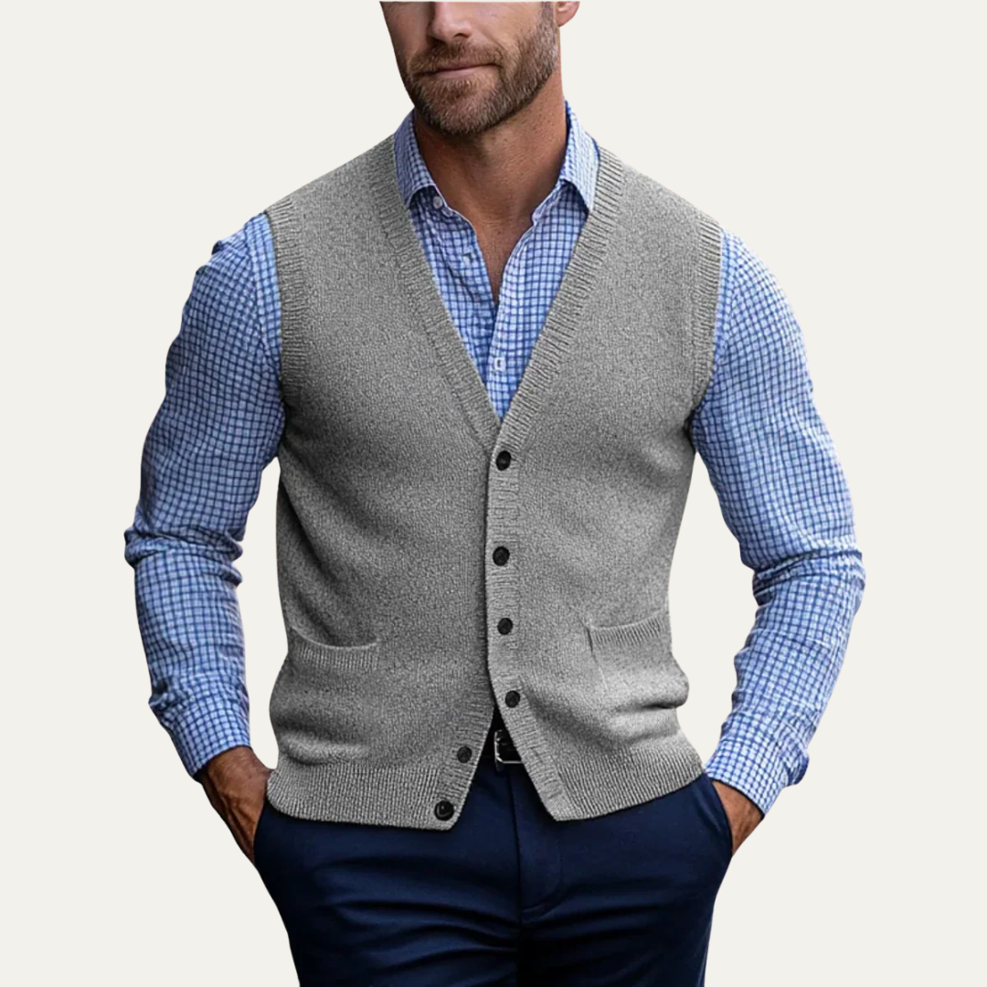 VogeLuxe | Men’s Classic Button-Front Sweater Vest 4