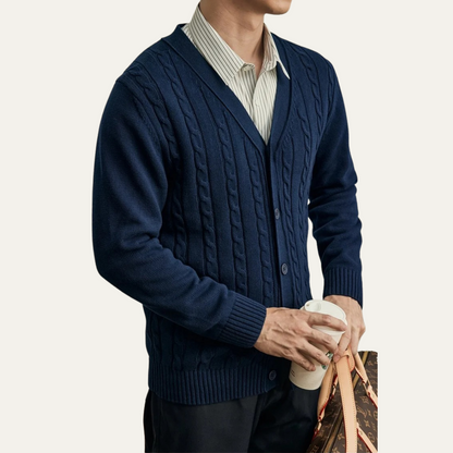 VogeLuxe | Men’s Classic Cable-Knit Cardigan 4