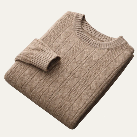 VogeLuxe | Men’s Classic Cable-Knit Crewneck Sweater 0