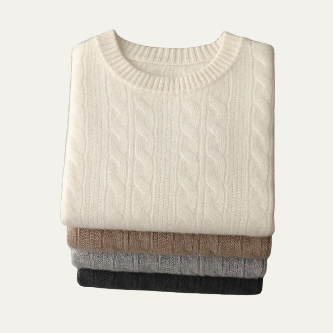 VogeLuxe | Men’s Classic Cable-Knit Crewneck Sweater 1