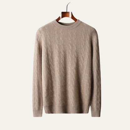 VogeLuxe | Men’s Classic Cable-Knit Crewneck Sweater 2