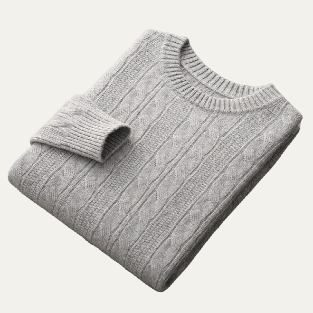 VogeLuxe | Men’s Classic Cable-Knit Crewneck Sweater 3