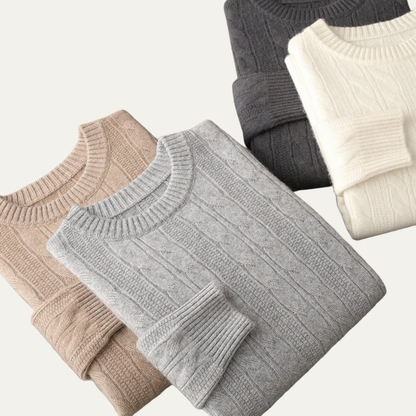 VogeLuxe | Men’s Classic Cable-Knit Crewneck Sweater 4