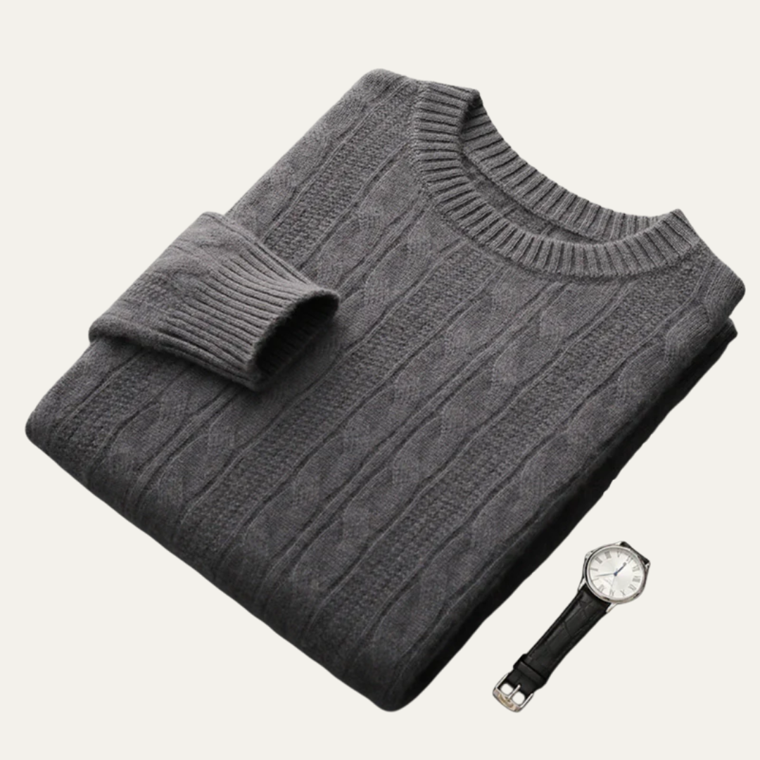 VogeLuxe | Men’s Classic Cable-Knit Crewneck Sweater 5
