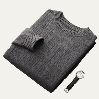 VogeLuxe | Men’s Classic Cable-Knit Crewneck Sweater 5