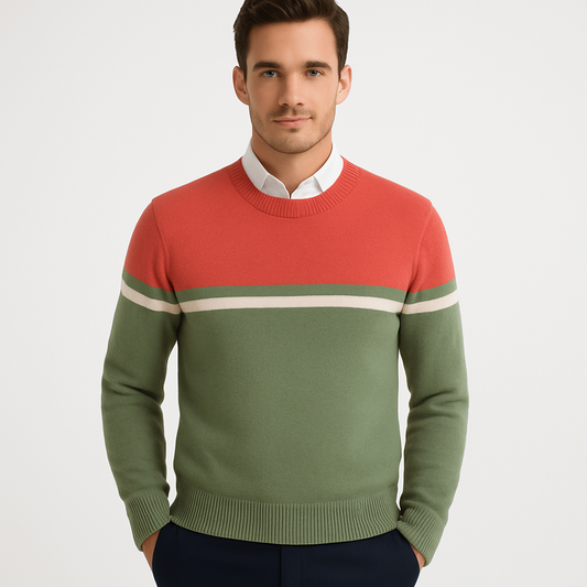VogeLuxe | Men’s Classic Color Block Crewneck Sweater 0