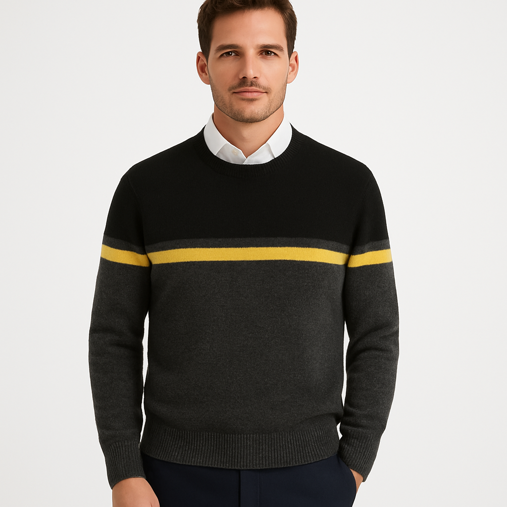 VogeLuxe | Men’s Classic Color Block Crewneck Sweater 1