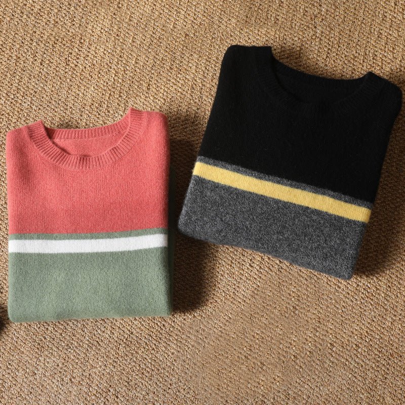 VogeLuxe | Men’s Classic Color Block Crewneck Sweater 2