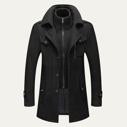 VogeLuxe | Men’s Classic Convertible Collar Trench Coat 0