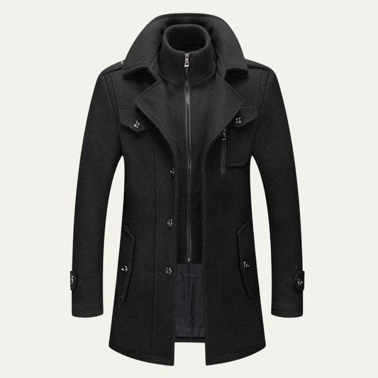 VogeLuxe | Men’s Classic Convertible Collar Trench Coat 0