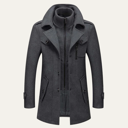 VogeLuxe | Men’s Classic Convertible Collar Trench Coat 1