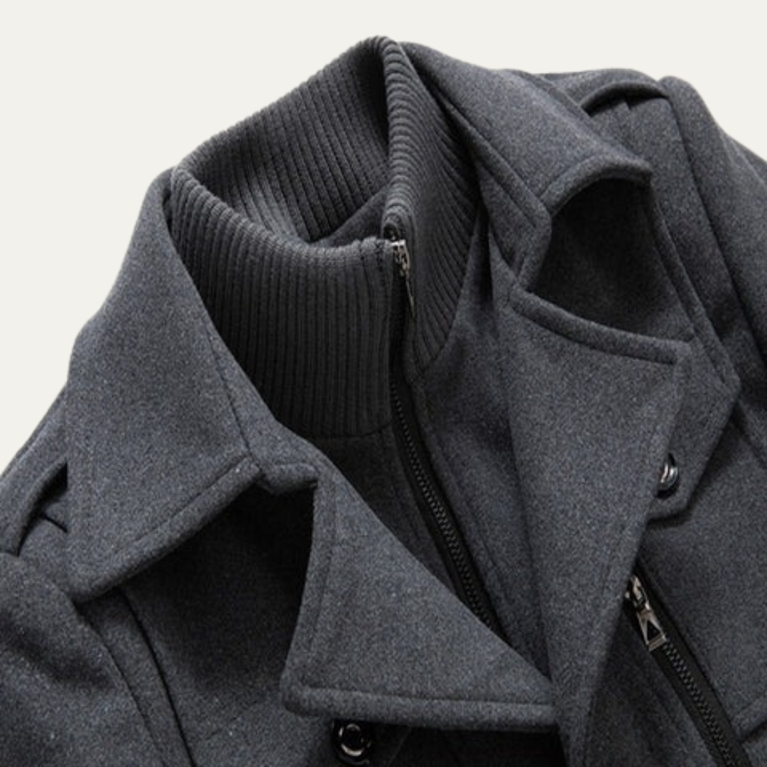 VogeLuxe | Men’s Classic Convertible Collar Trench Coat 4