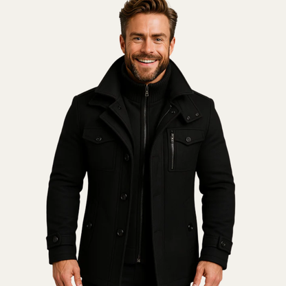 VogeLuxe | Men’s Classic Convertible Collar Trench Coat 7