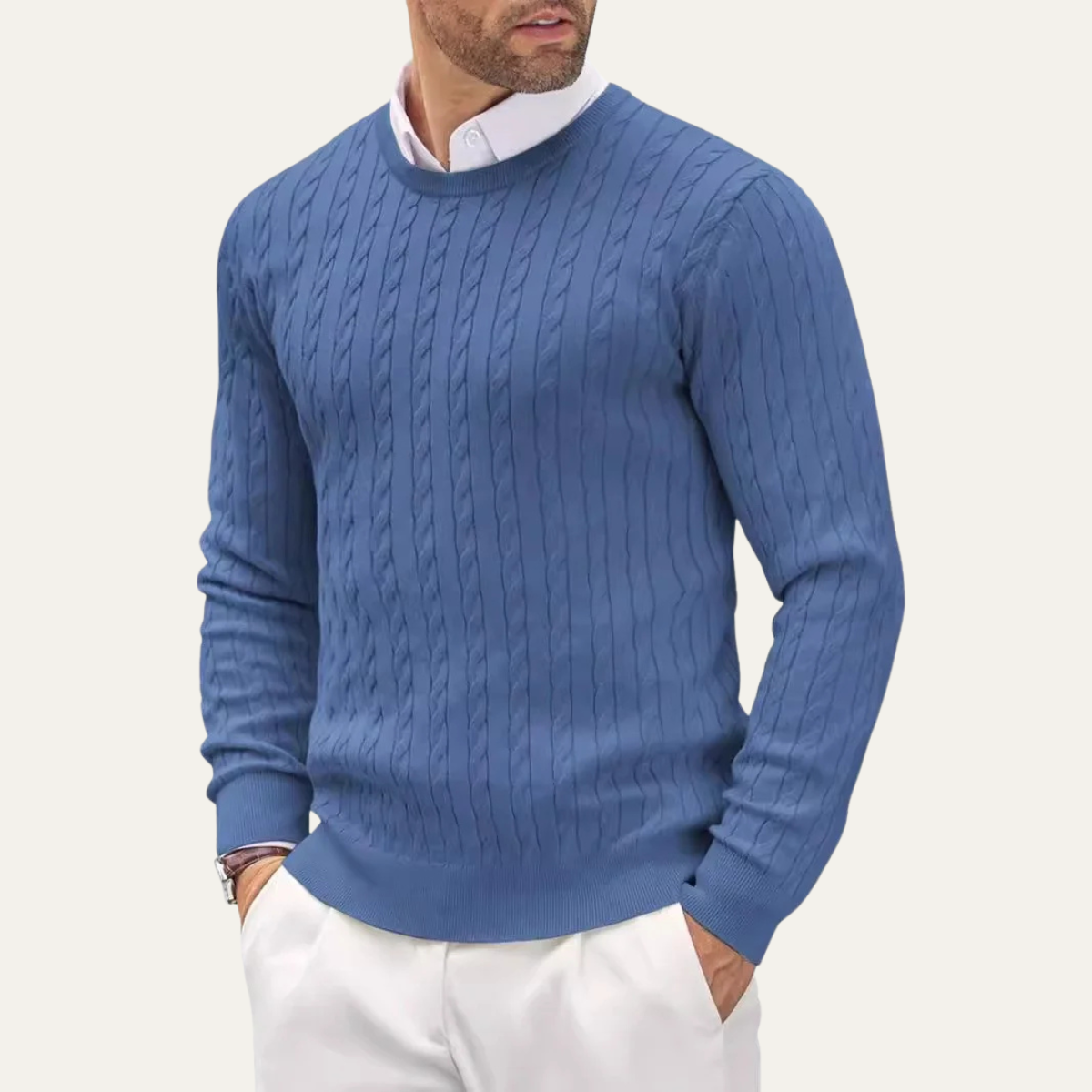 VogeLuxe | Men’s Classic Cotton Cable Knit Sweater 6