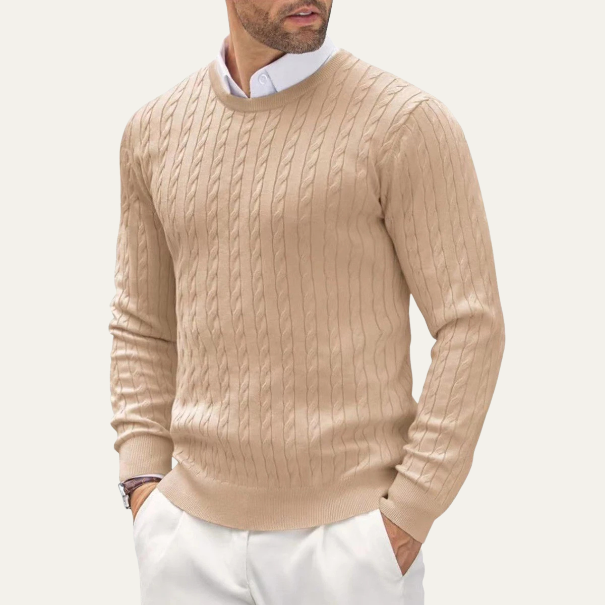VogeLuxe | Men’s Classic Cotton Cable Knit Sweater 8