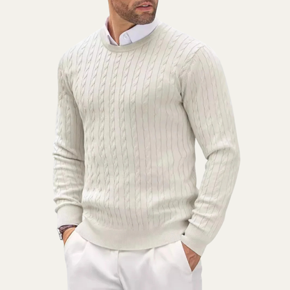VogeLuxe | Men’s Classic Cotton Cable Knit Sweater 9