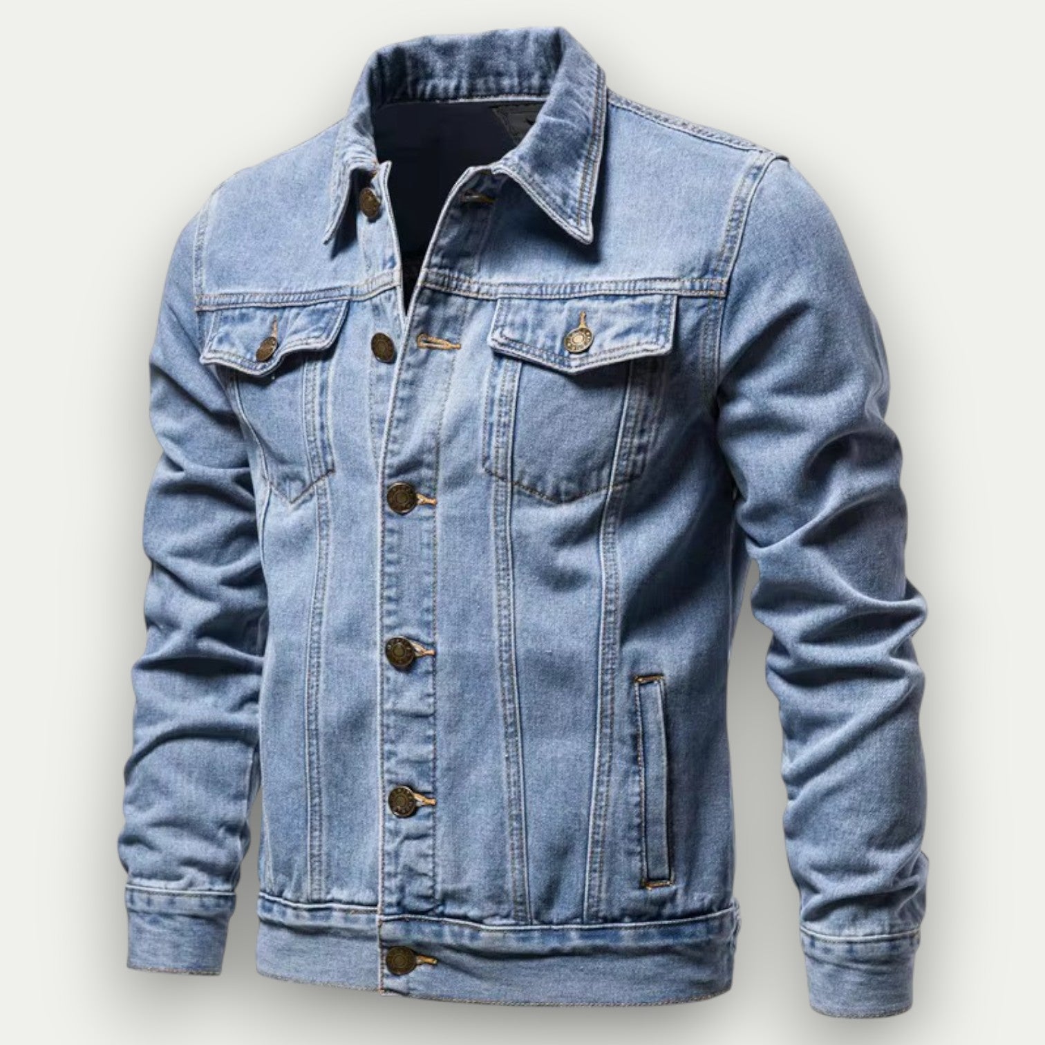 VogeLuxe | Men’s Classic Dark Denim Jacket 0