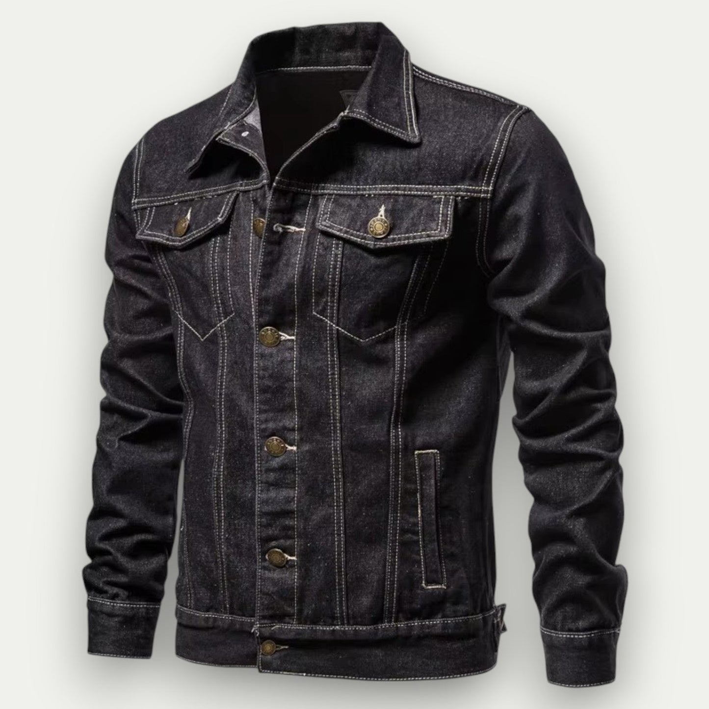 VogeLuxe | Men’s Classic Dark Denim Jacket 3