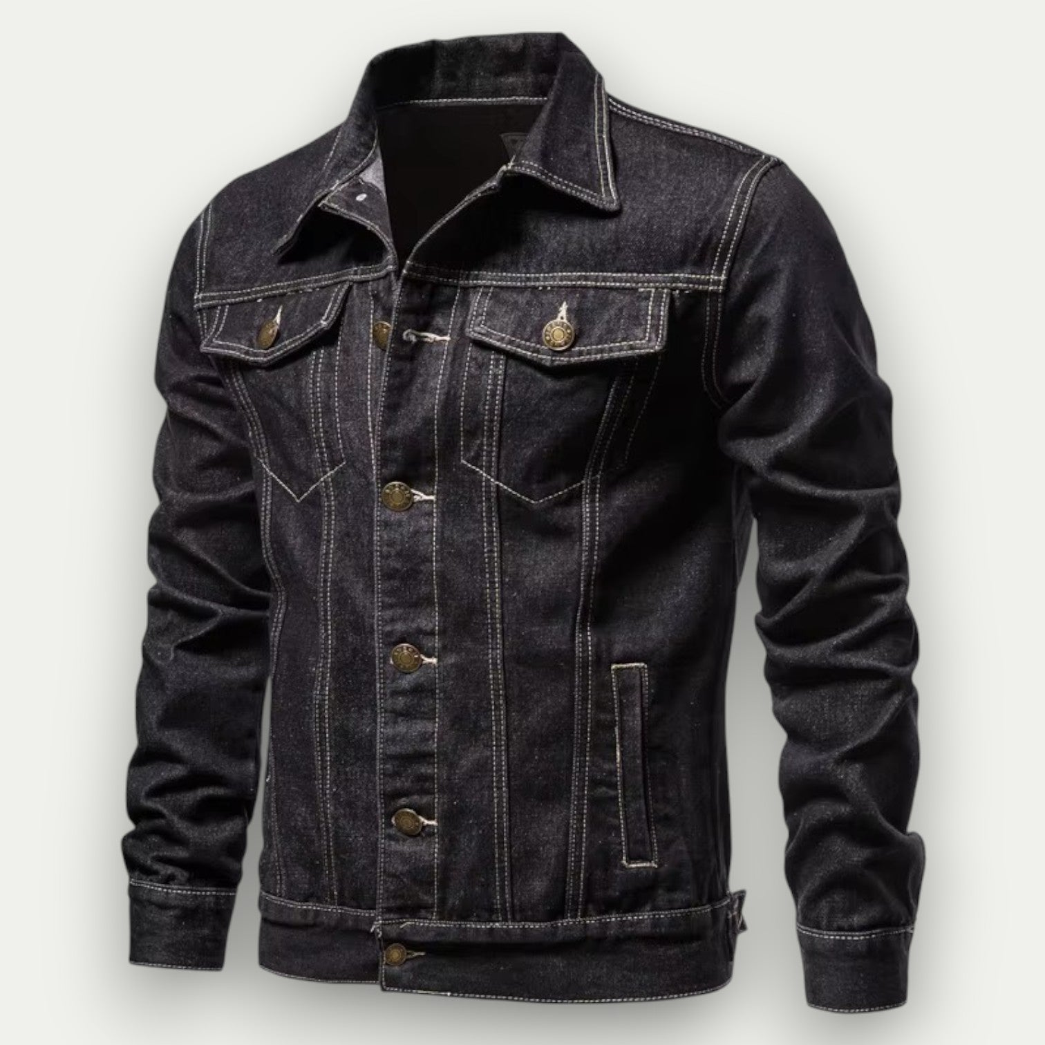 VogeLuxe | Men’s Classic Dark Denim Jacket 3