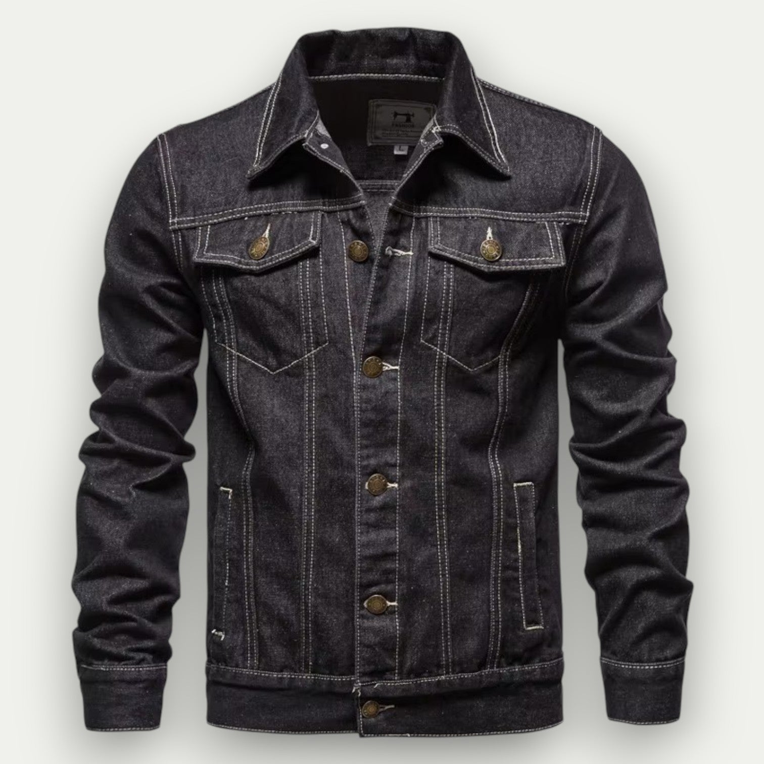 VogeLuxe | Men’s Classic Dark Denim Jacket 4