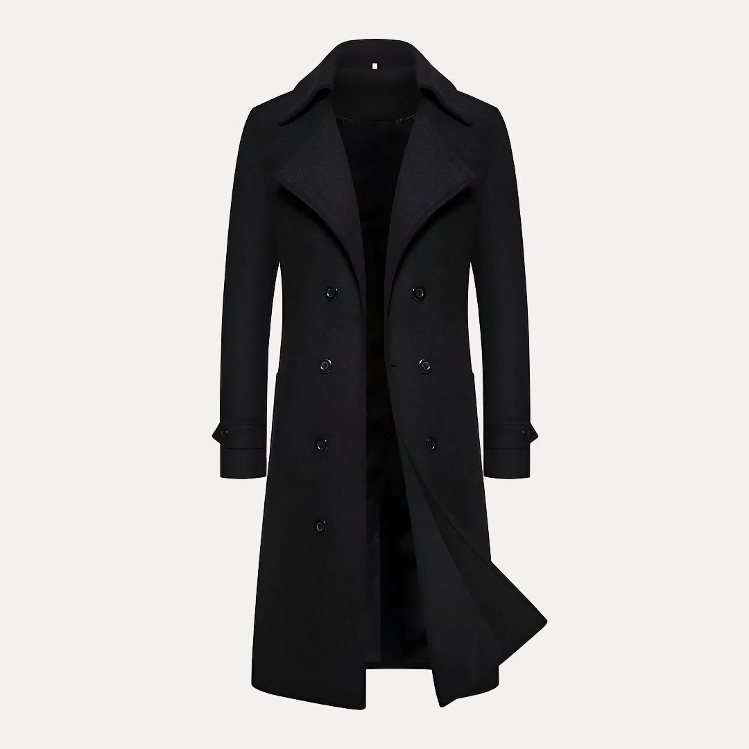 VogeLuxe | Men’s Classic Double-Breasted Wool Trench Coat 2