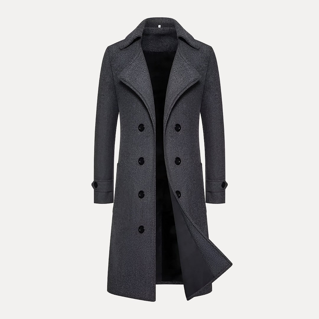 VogeLuxe | Men’s Classic Double-Breasted Wool Trench Coat 4