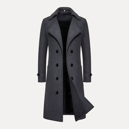 VogeLuxe | Men’s Classic Double-Breasted Wool Trench Coat 4