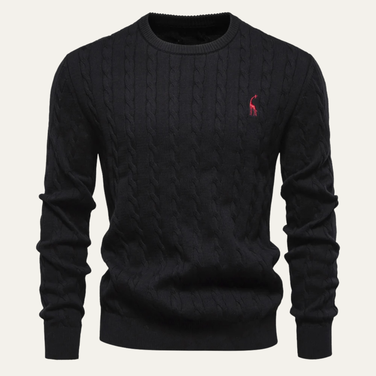 VogeLuxe | Men’s Classic Embroidered Cable-Knit Crewneck Sweater 0