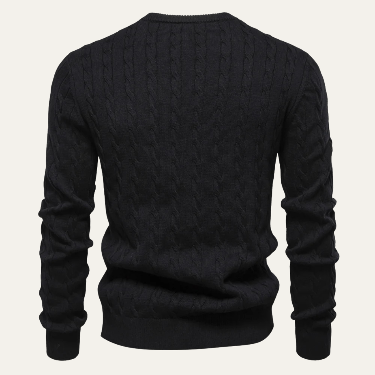 VogeLuxe | Men’s Classic Embroidered Cable-Knit Crewneck Sweater 1