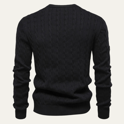 VogeLuxe | Men’s Classic Embroidered Cable-Knit Crewneck Sweater 1