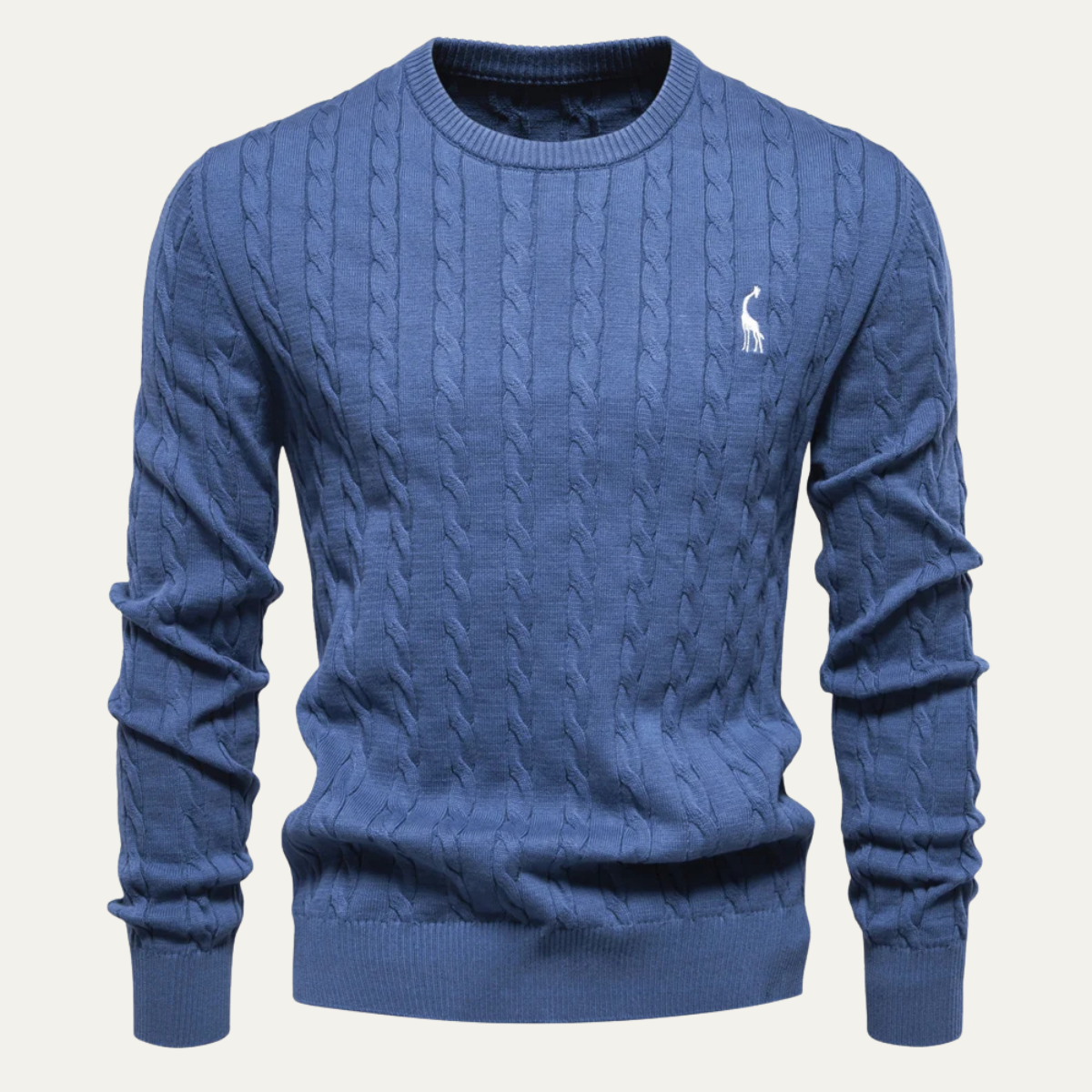 VogeLuxe | Men’s Classic Embroidered Cable-Knit Crewneck Sweater 3