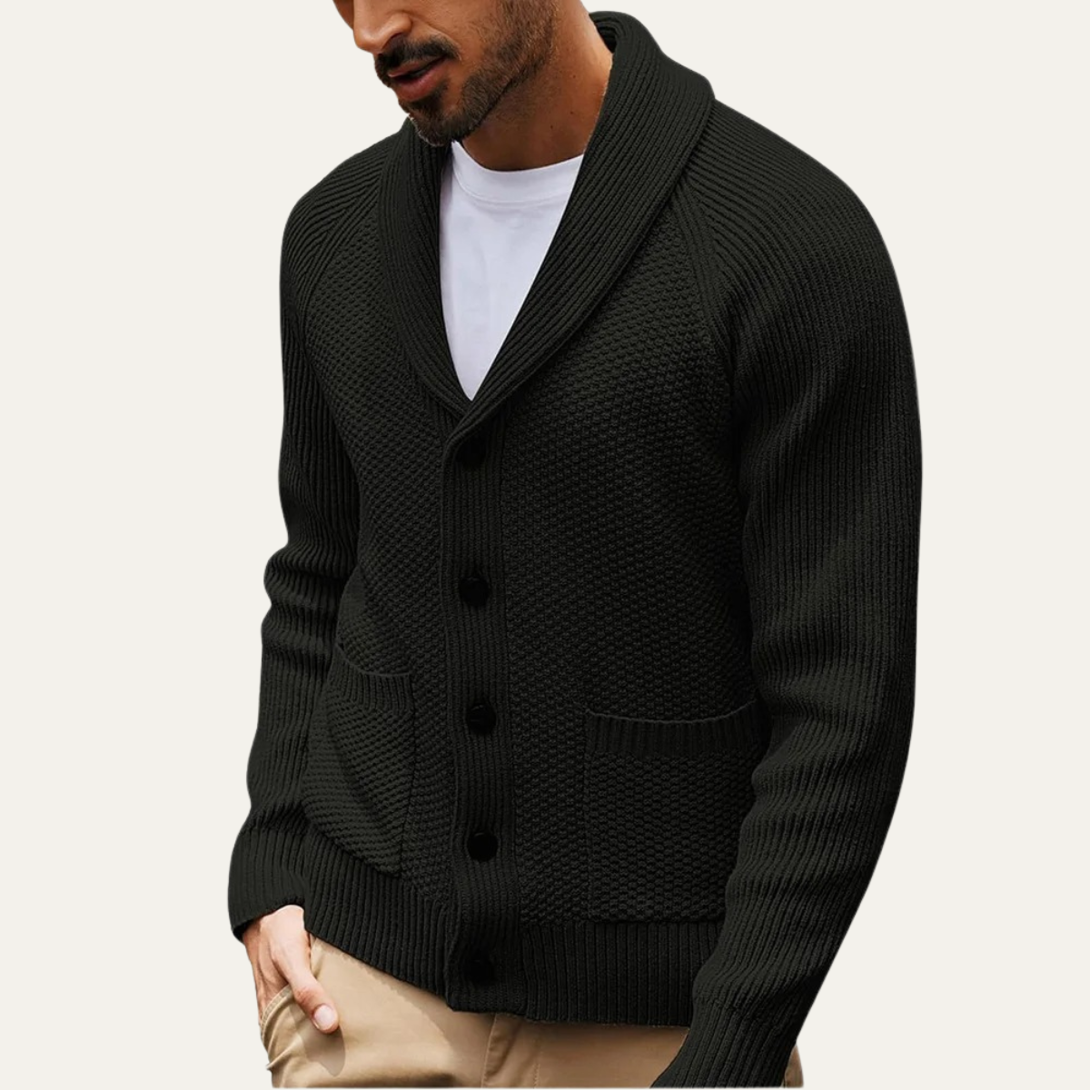 VogeLuxe | Men’s Classic Knit Shawl-Collar Cardigan 0
