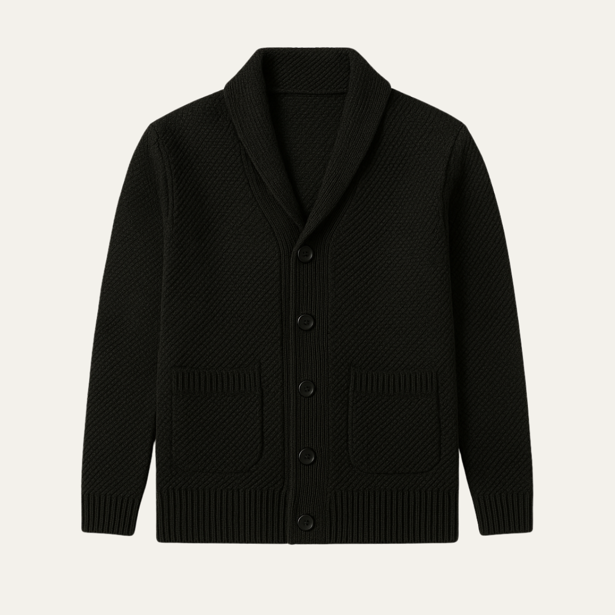 VogeLuxe | Men’s Classic Knit Shawl-Collar Cardigan 1