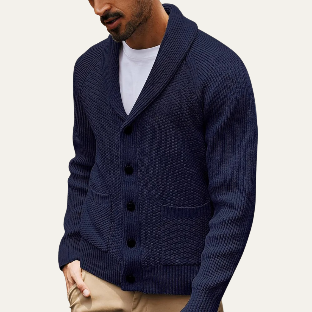 VogeLuxe | Men’s Classic Knit Shawl-Collar Cardigan 11