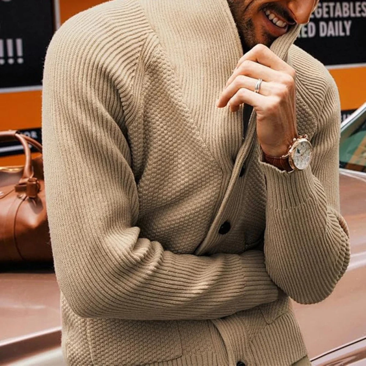 VogeLuxe | Men’s Classic Knit Shawl-Collar Cardigan 5