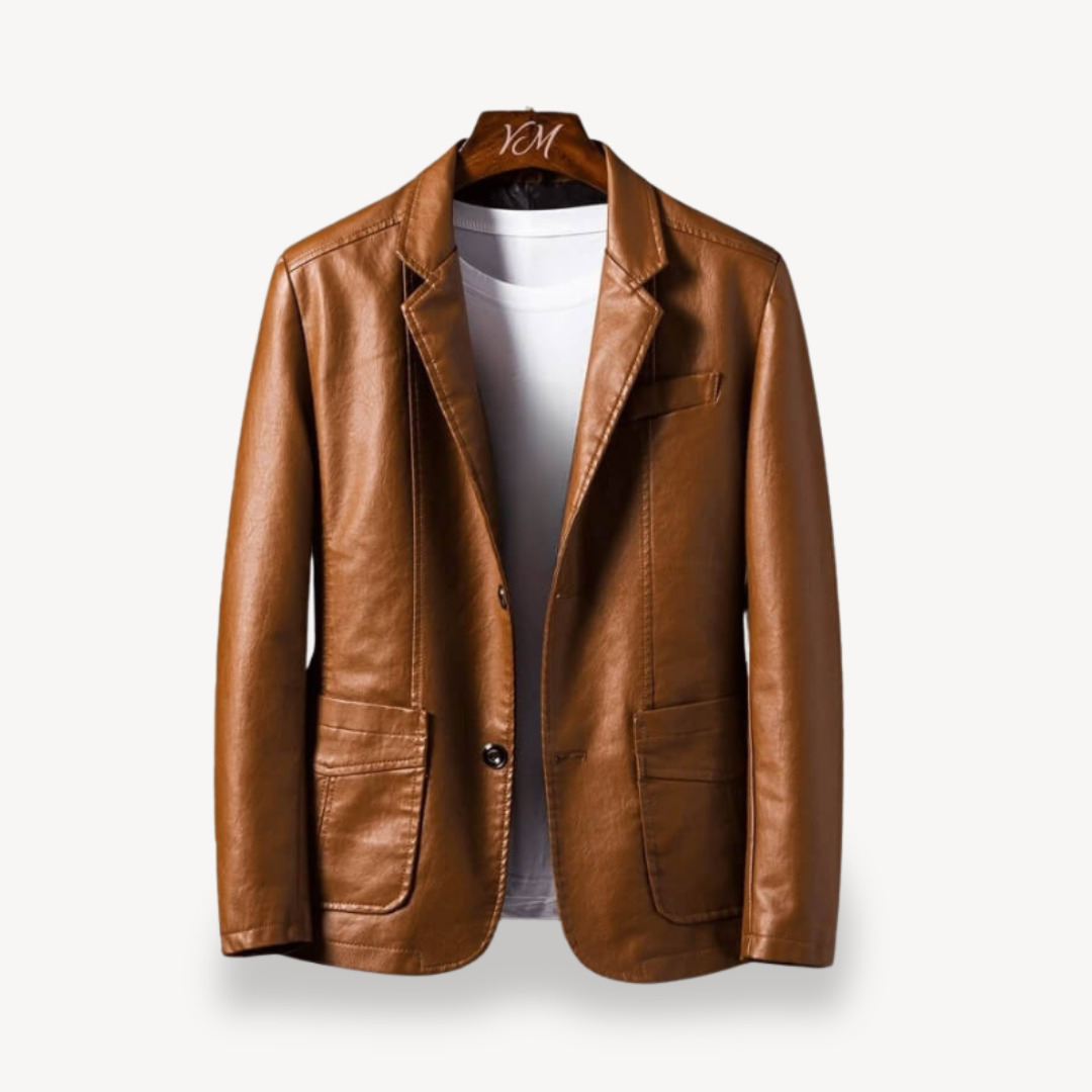 VogeLuxe | Men’s Classic Leather Blazer 0