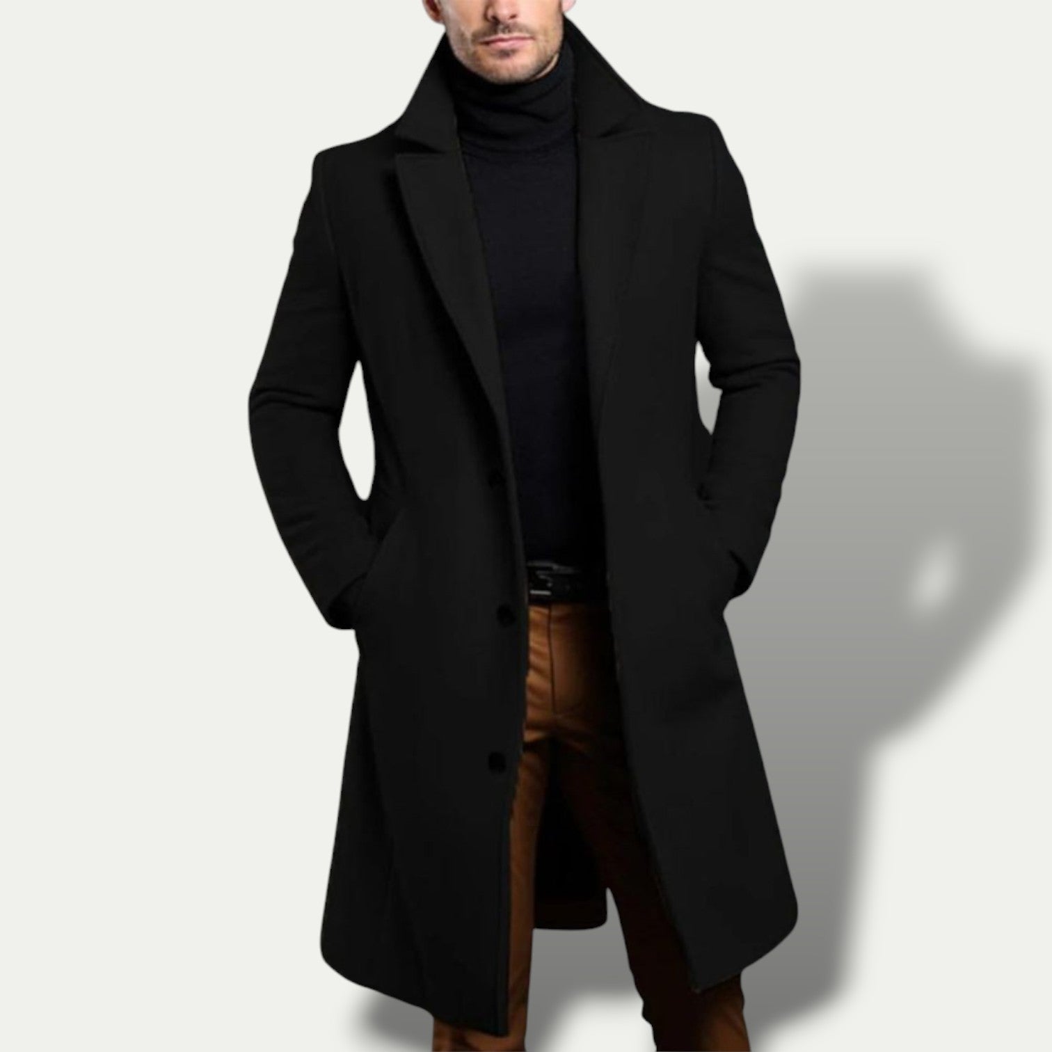VogeLuxe | Men’s Classic Long Three-Button Topcoat 3