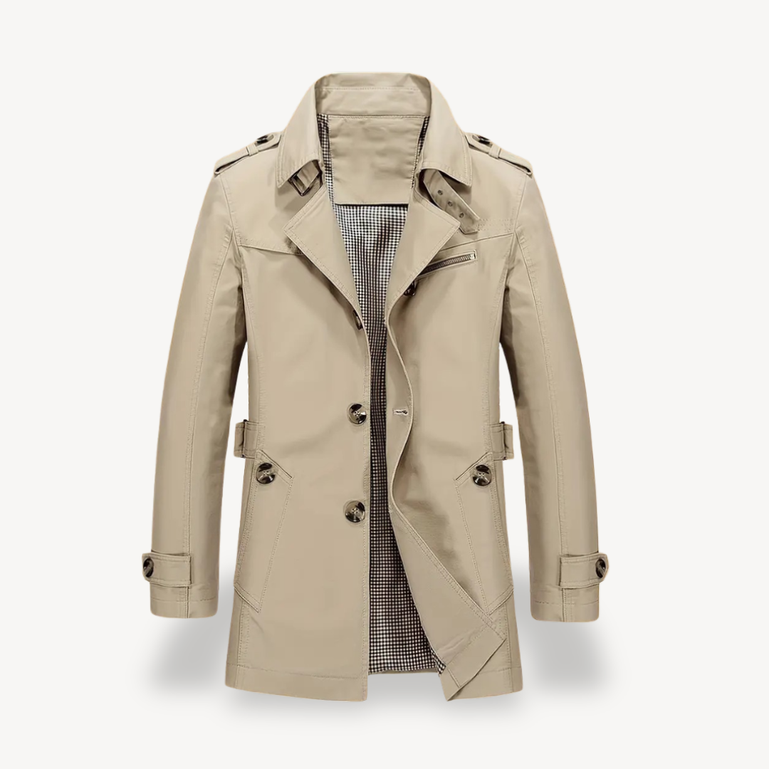 VogeLuxe | Men’s Classic Mid-Length Trench Coat 0