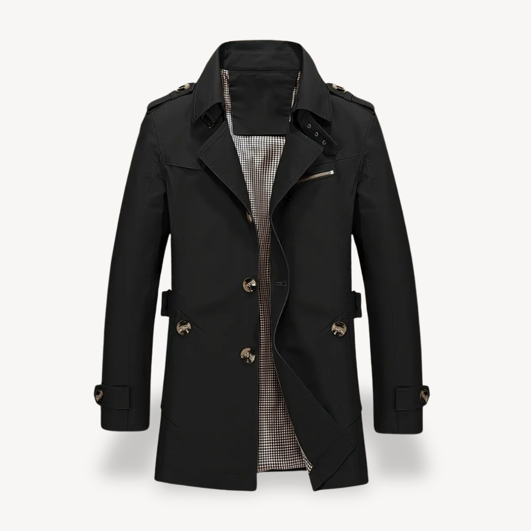 VogeLuxe | Men’s Classic Mid-Length Trench Coat 1