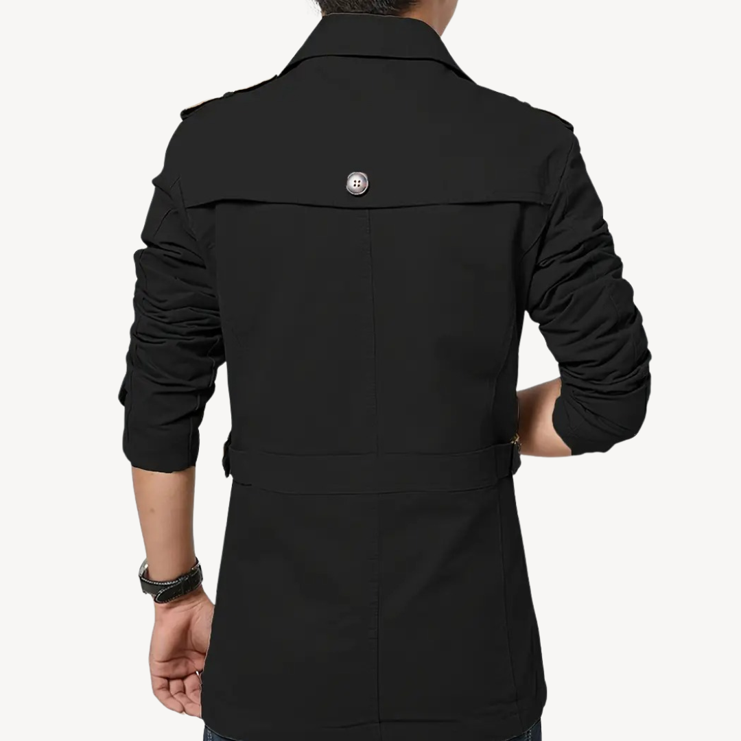 VogeLuxe | Men’s Classic Mid-Length Trench Coat 3