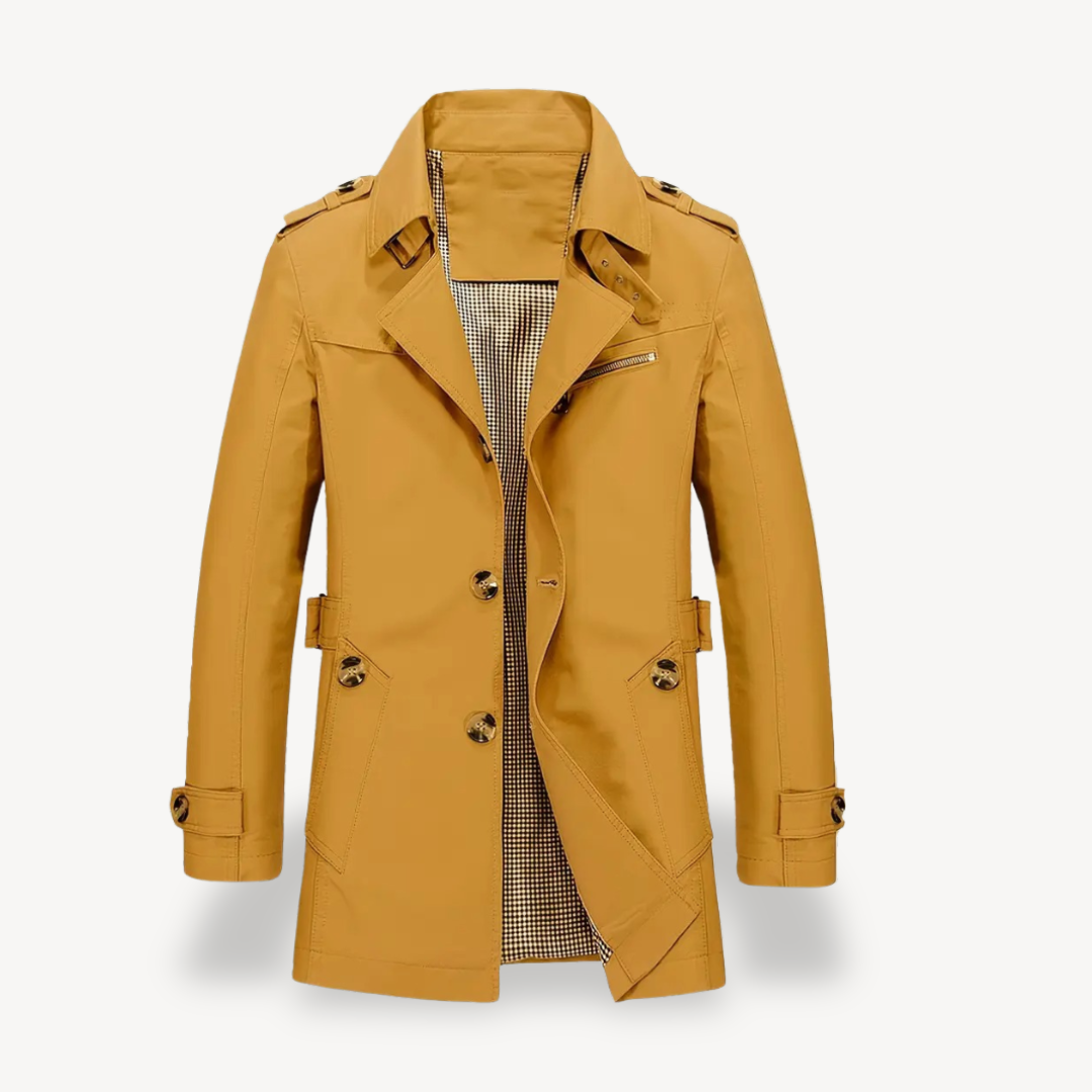 VogeLuxe | Men’s Classic Mid-Length Trench Coat 4