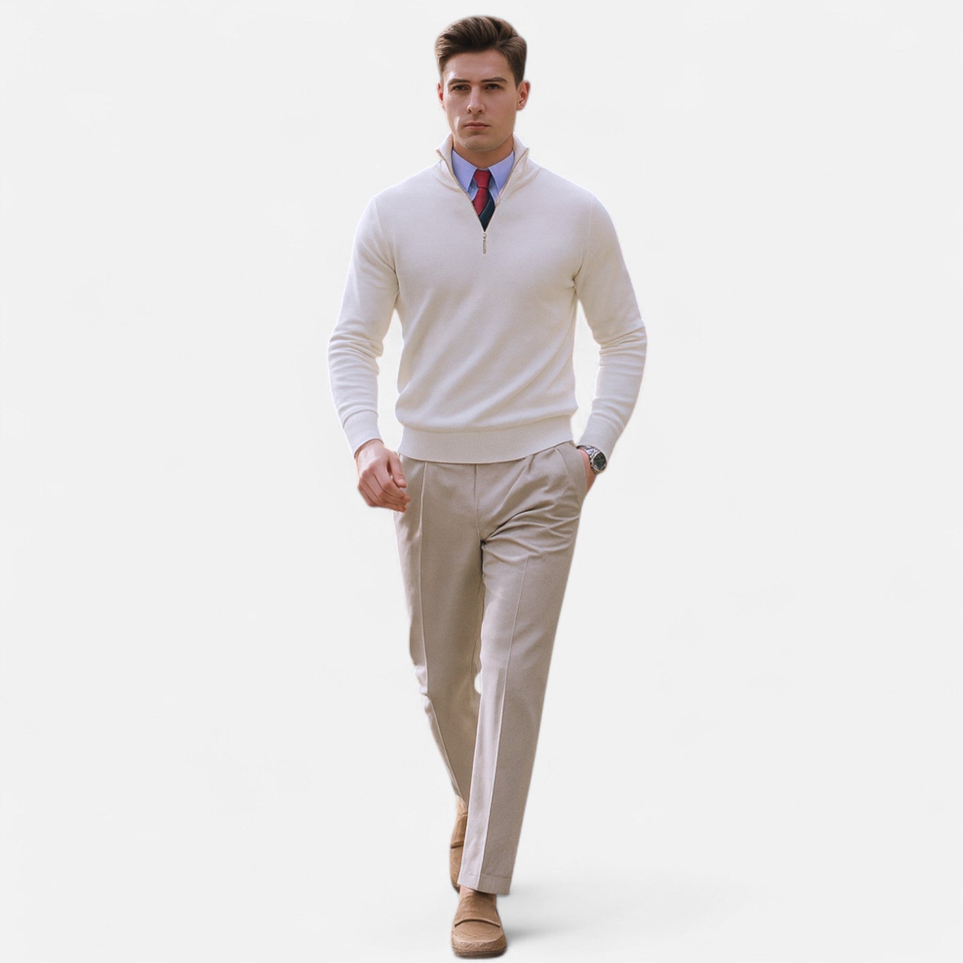 VogeLuxe | Men’s Classic Quarter-Zip Knit Sweater 5