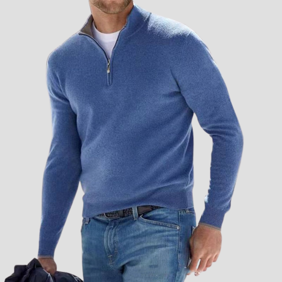 VogeLuxe | Men’s Classic Quarter-Zip Mock Neck Sweater 0