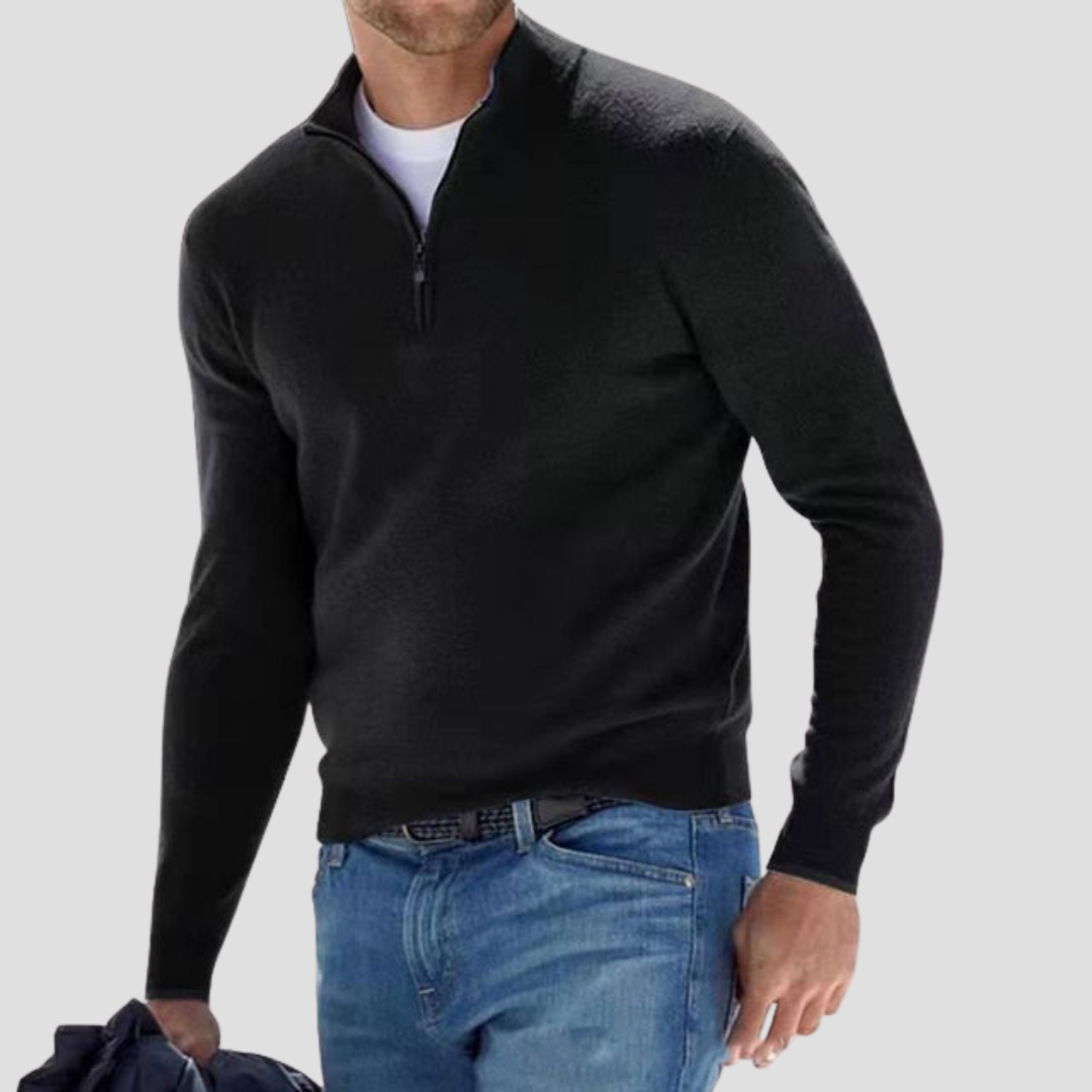 VogeLuxe | Men’s Classic Quarter-Zip Mock Neck Sweater 2