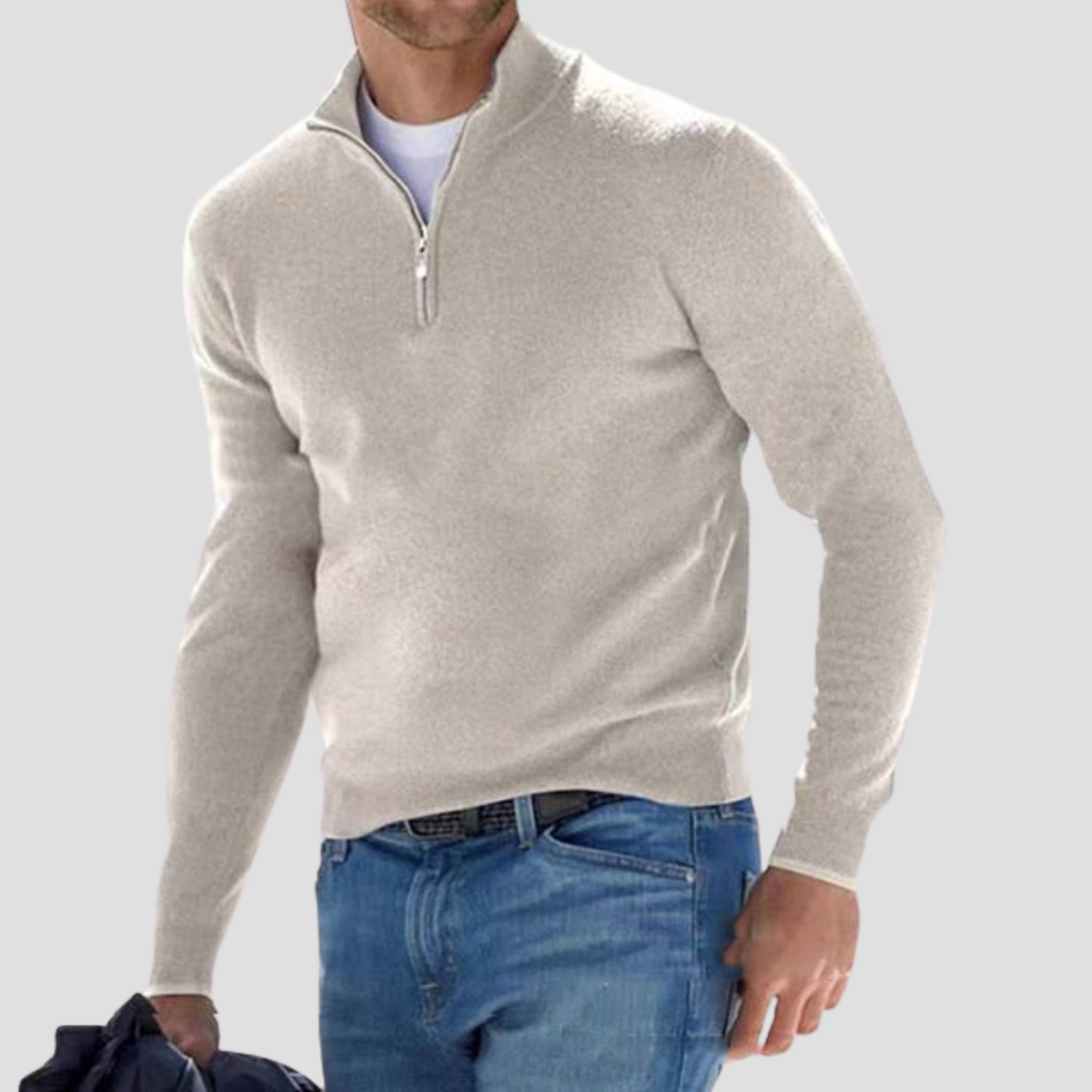 VogeLuxe | Men’s Classic Quarter-Zip Mock Neck Sweater 3