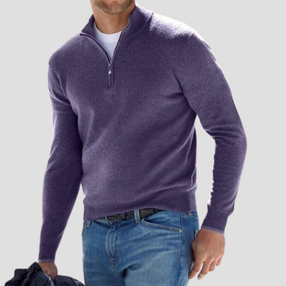 VogeLuxe | Men’s Classic Quarter-Zip Mock Neck Sweater 4