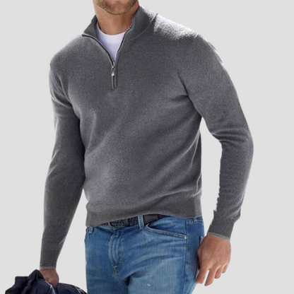 VogeLuxe | Men’s Classic Quarter-Zip Mock Neck Sweater 5