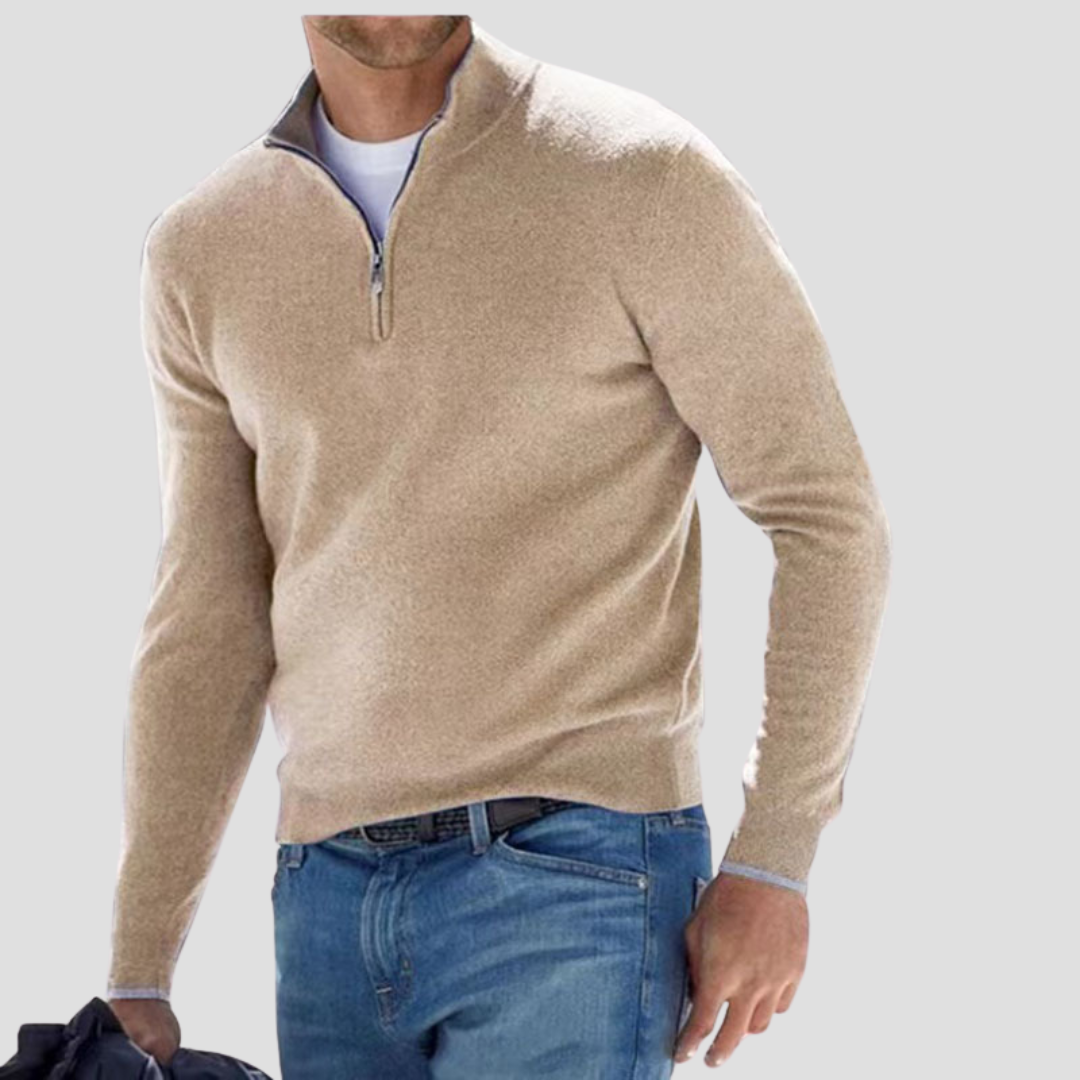 VogeLuxe | Men’s Classic Quarter-Zip Mock Neck Sweater 6