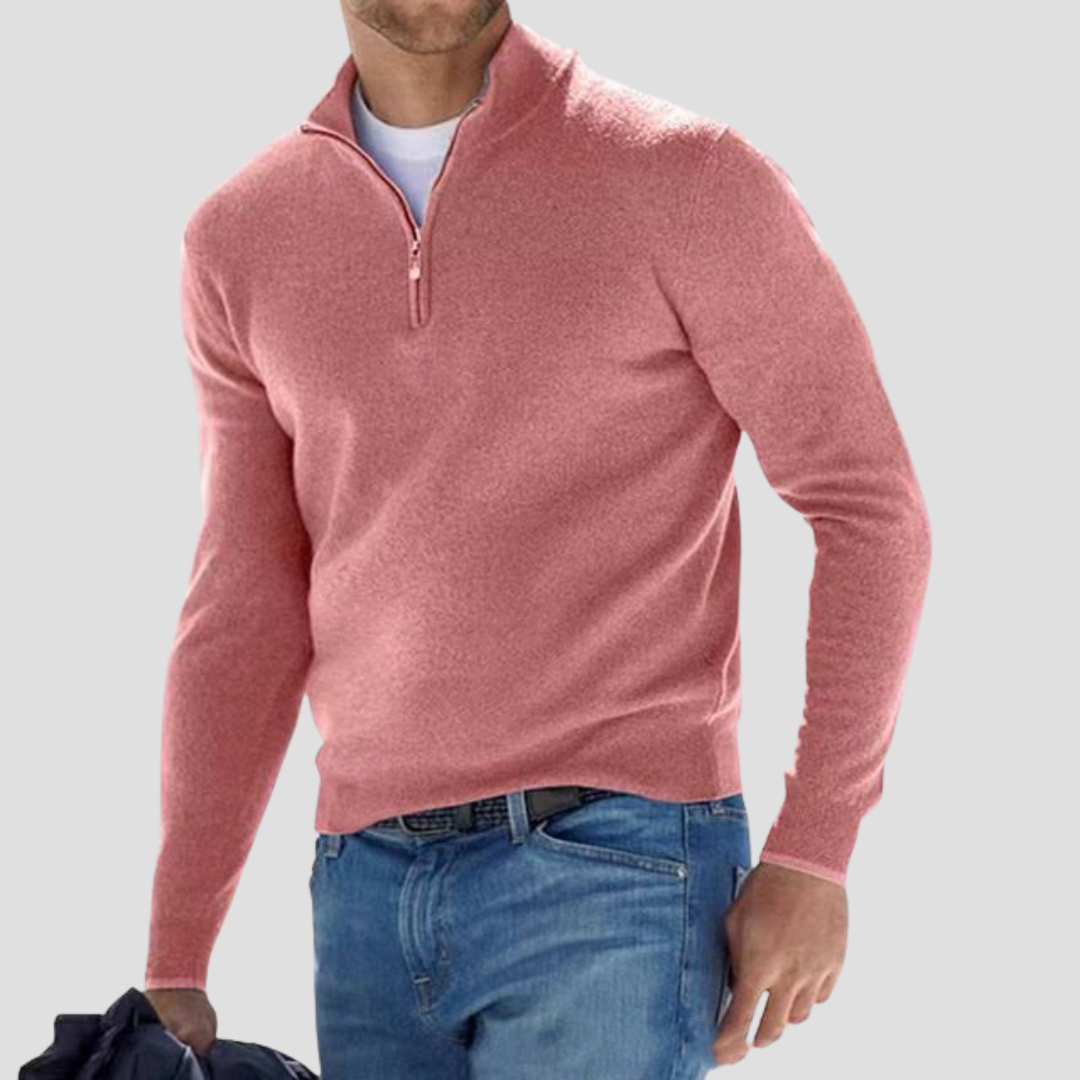 VogeLuxe | Men’s Classic Quarter-Zip Mock Neck Sweater 7