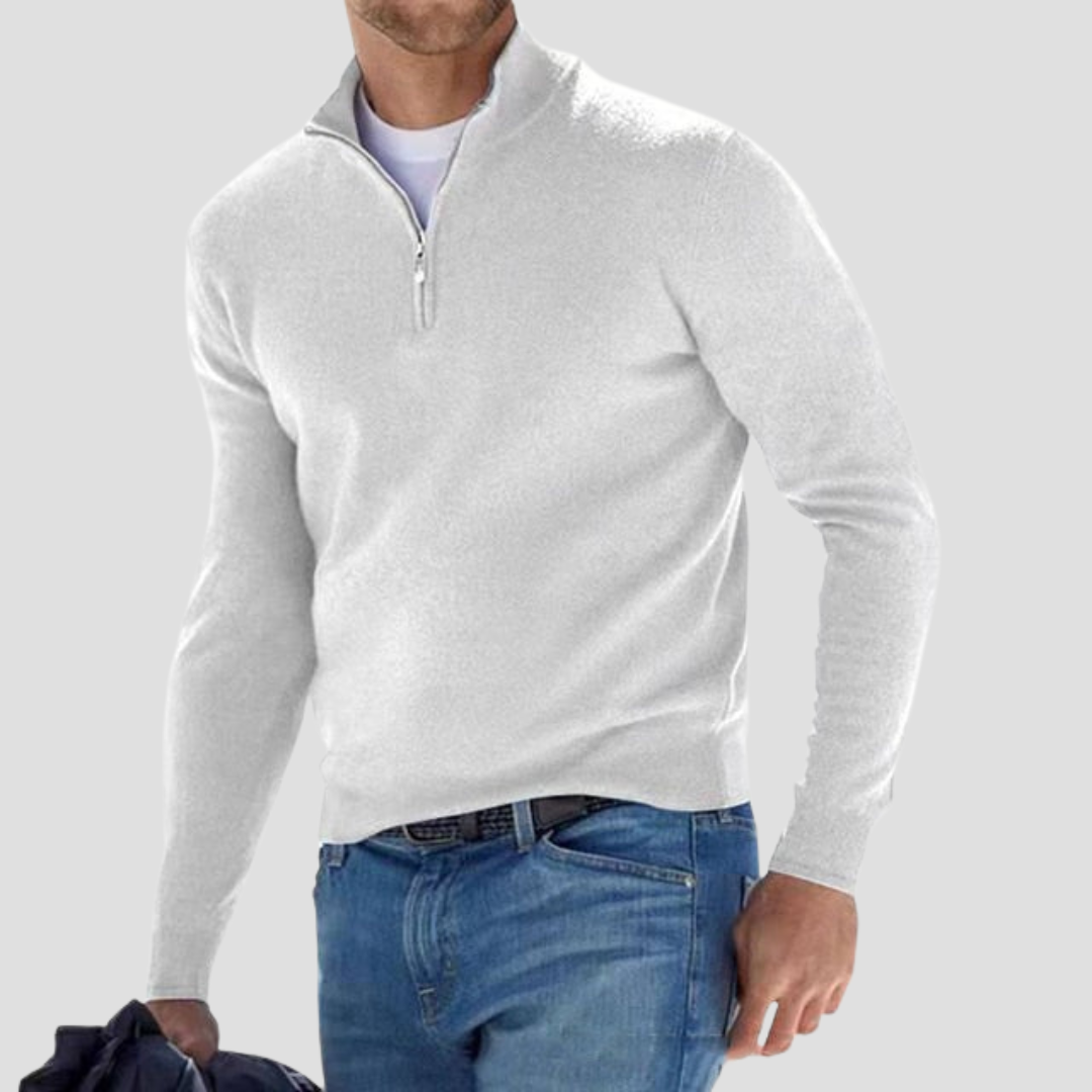 VogeLuxe | Men’s Classic Quarter-Zip Mock Neck Sweater 8